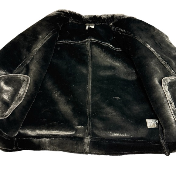 H&M Divided Faux Suede Moto Jacket with Plush Lining Size 16 Black - Picture 7 of 9